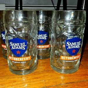 Set of 5 Sam Adam's handled beer glasses